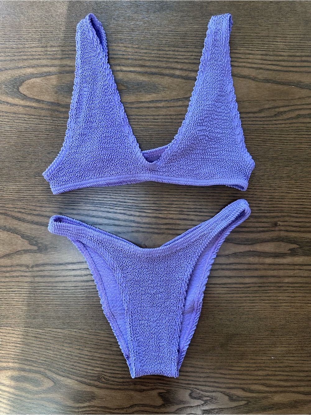 bond-eye Purple Textured Bikini Set